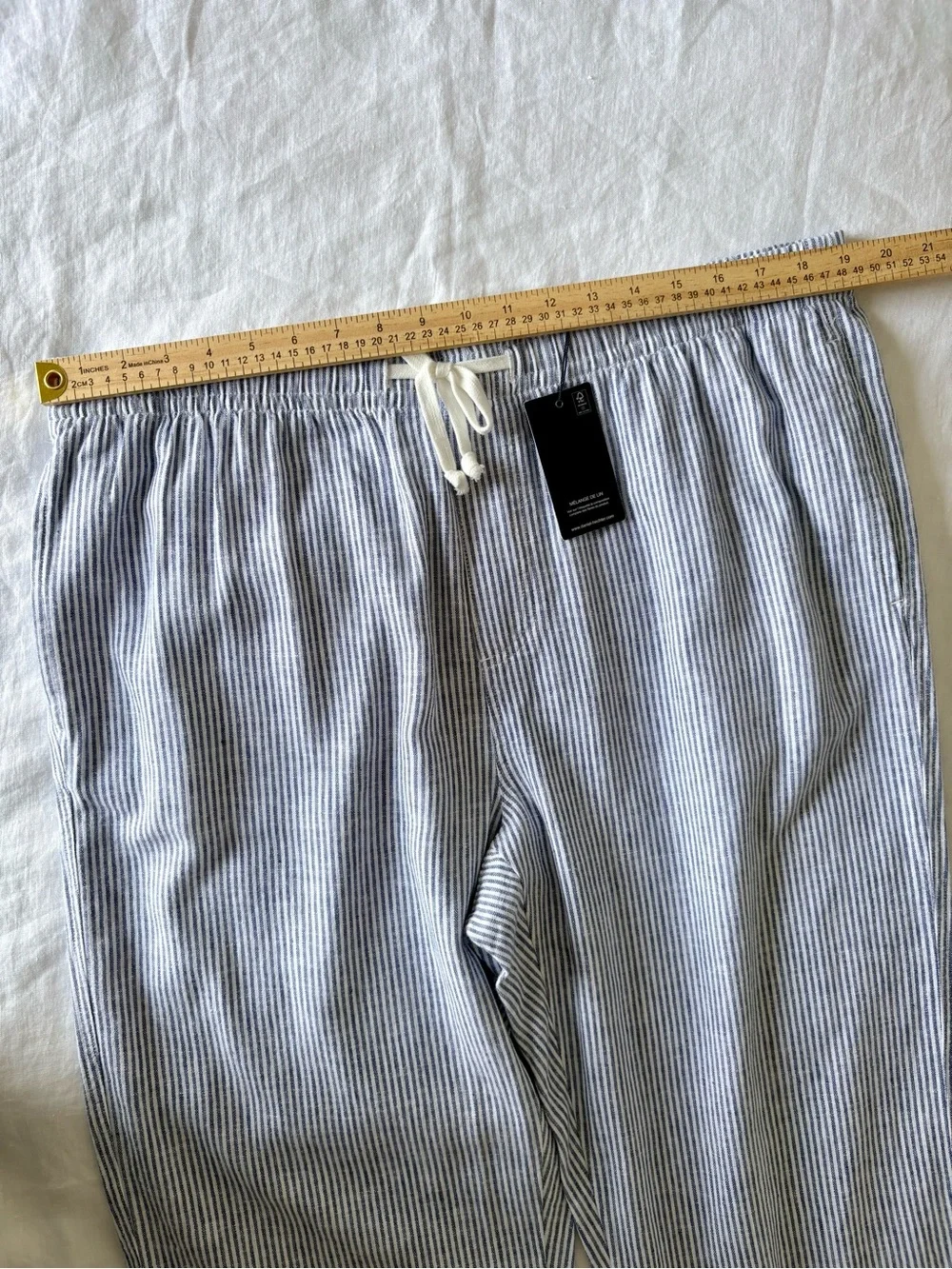 Daniel Hechter Paris Linen Blend Stripe Drawstring Pants XL NWT Resort Beach